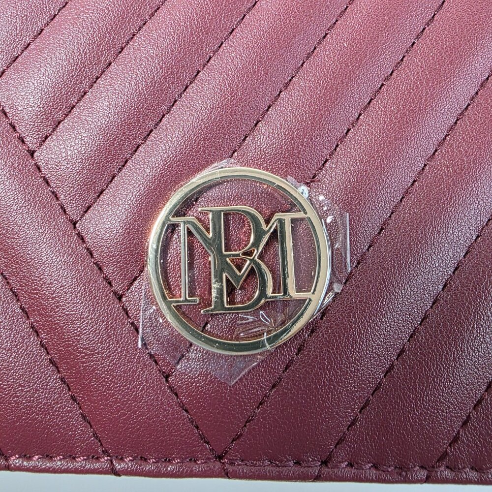 Studio Badgley Mischka Quilted Wine Crossbody Bag Chain Strap NWT Vegan Leather - Picture 6 of 14